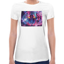 Tiger Neon Psychedelic Women Short Sleeves T-shirt