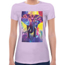 Elephant Rainbow Neon Women Short Sleeves T-shirt