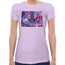 Tiger Neon Psychedelic | Super Soft Women T-shirt Short sleeve | Cotton Crew Neck Short sleeve Tees Women