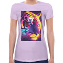 Tiger Neon Psychedelic Women Short Sleeves T-shirt