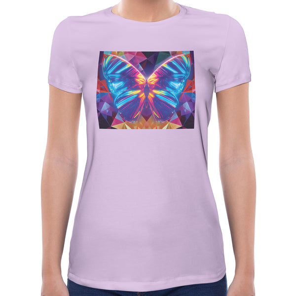 Neon Rave Butterfly | Super Soft Women T-shirt Short sleeve | Cotton Crew Neck Short sleeve Tees Women