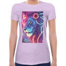 Neon Rave Lion Women Short Sleeves T-shirt