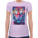 Neon Rave Tiger Women Short Sleeves T-shirt