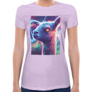 Neon Space Llama Women Short Sleeves T-shirt