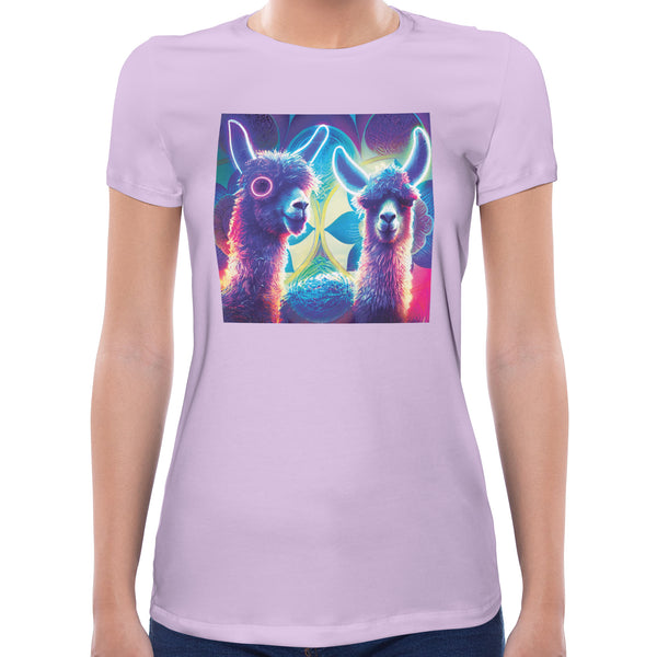 Neon Llama | Super Soft Women T-shirt Short sleeve | Cotton Crew Neck Short sleeve Tees Women