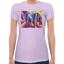 Elephant Neon | Super Soft Women T-shirt Short sleeve | Cotton Crew Neck Short sleeve Tees Women
