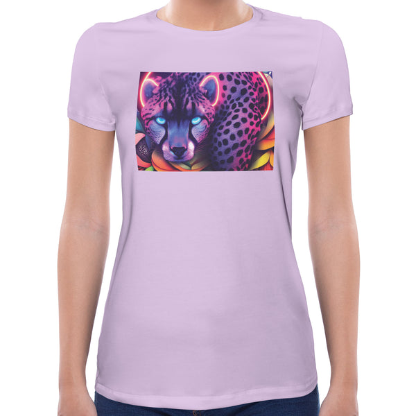 Neon Cheetah | Super Soft Women T-shirt Short sleeve | Cotton Crew Neck Short sleeve Tees Women