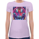Tiger Neon Psychedelic Women Short Sleeves T-shirt