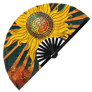 Sun hand fan foldable bamboo circuit rave hand fans Sunny Golden Rainbow Rays Mandala Summer Boho Sun Vintage Symbols party gear gifts music festival rave accessories 