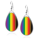 Tear Drop silver earrings UV glow Pride Flag Print earrings Transgender Bisexual Lesbian Polysexual Asexual Pansexual Philly Intersex Qpoc Genderqueer Progress Pride Nonbinary Bear Straight Ally Women's Earring