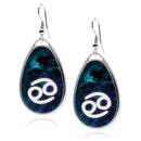 Zodiac Signs Symbols teardrop earrings silver earrings Stainless Dangling Aquarius Aries Cancer Capricorn Gemini Leo Libra Pisces Sagittarius Scorpio Taurus Virgo Accessory Round Drop jewelry for women