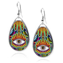 Evil Eye teardrop earrings silver earrings Stainless Dangling artwork mexican evil eye decor iridescent holographic pyschedelic Accessory boho tassel dangle cartilage earring jewelry earingings for women