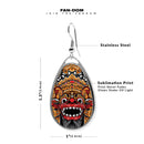 Balinese Barong Mask Teardrop earrings