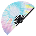 Tie Dye hand fan foldable bamboo circuit rave hand fans Bright tie dyes swirl neon colorful rainbow Fan outfit party gear gifts music festival rave accessories