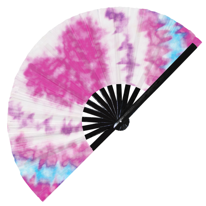 Tie Dye hand fan foldable bamboo circuit rave hand fans Bright tie dyes swirl neon colorful rainbow Fan outfit party gear gifts music festival rave accessories