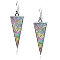 Henna Tattoo Triangle double sided earrings UV glow stainless steel holographic iridescent rainbow henna stencil Triangle Women Earring