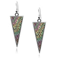 Henna Tattoo Triangle double sided earrings UV glow stainless steel holographic iridescent rainbow henna stencil Triangle Women Earring