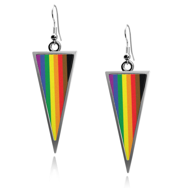Pride Flags LGBTQ Stainless Steel Triangle Earrings For Women transgender bisexual lesbian asexual pansexual philly pride intersex Qpoc pride genderqueer progress pride nonbinary bear pride straight ally pride