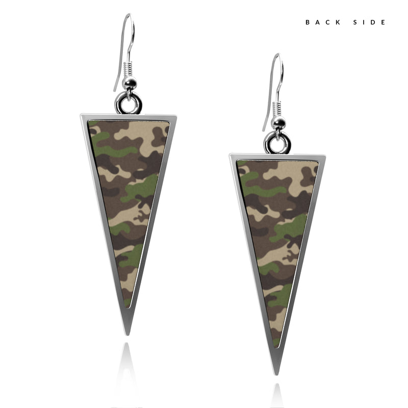 Military Camouflage Triangle double sided earrings UV glow Stainless Army Navy Camo Camouflage Fashion Triangle Women Earring