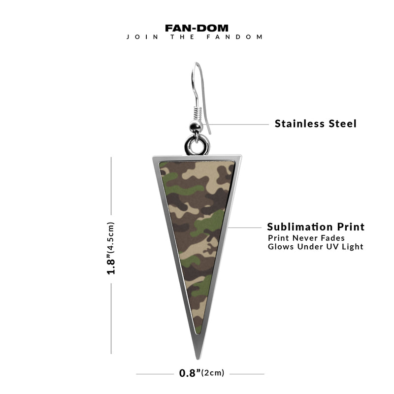Military Camouflage Triangle double sided earrings UV glow Stainless Army Navy Camo Camouflage Fashion Triangle Women Earring
