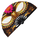 Tribal Mask hand fan foldable bamboo circuit rave hand fans Glowing Eyes Trippy Balinese Thai Chinese Mardi Gras Mask party gear gifts music festival rave accessories 
