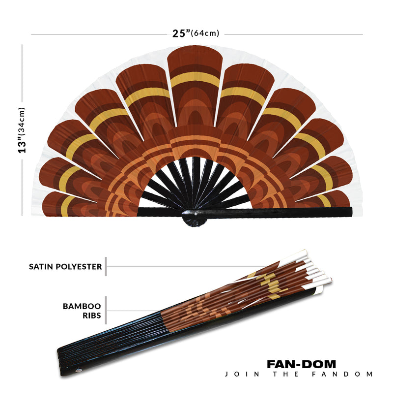 Turkey Feathers Hand Fan UV Glow Foldable Bamboo Fan Thanksgiving Turkey Party Supply Decorations Gifts Handheld Fans