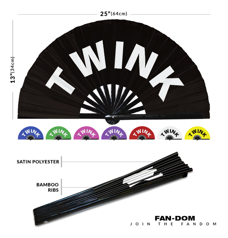 Twink Hand Fan UV Glow Pride Handheld Bamboo Clack Fans Gay Gifts Accessories