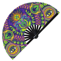 Weed Hand Fan UV Glow Foldable Bamboo Fan Weed Accessories Smoke Weed Print Alien Weed Smoke Trippy Holographic Psychedelic Handheld Fans