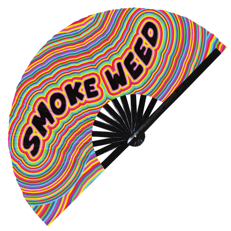 Weed Hand Fan UV Glow Foldable Bamboo Fan Weed Accessories Smoke Weed Marijuana Print Merchandise Handheld Fans