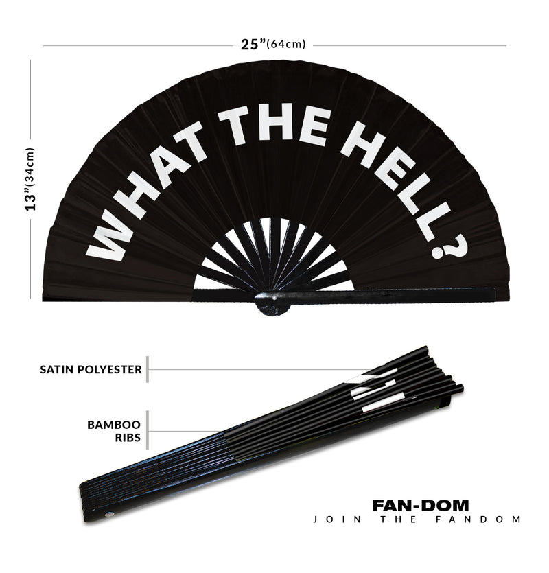 What The Hell? Hand Fan Foldable Bamboo Circuit Rave Hand Fans Slang Words Expressions Funny Statement Gag Gifts Festival Accessories