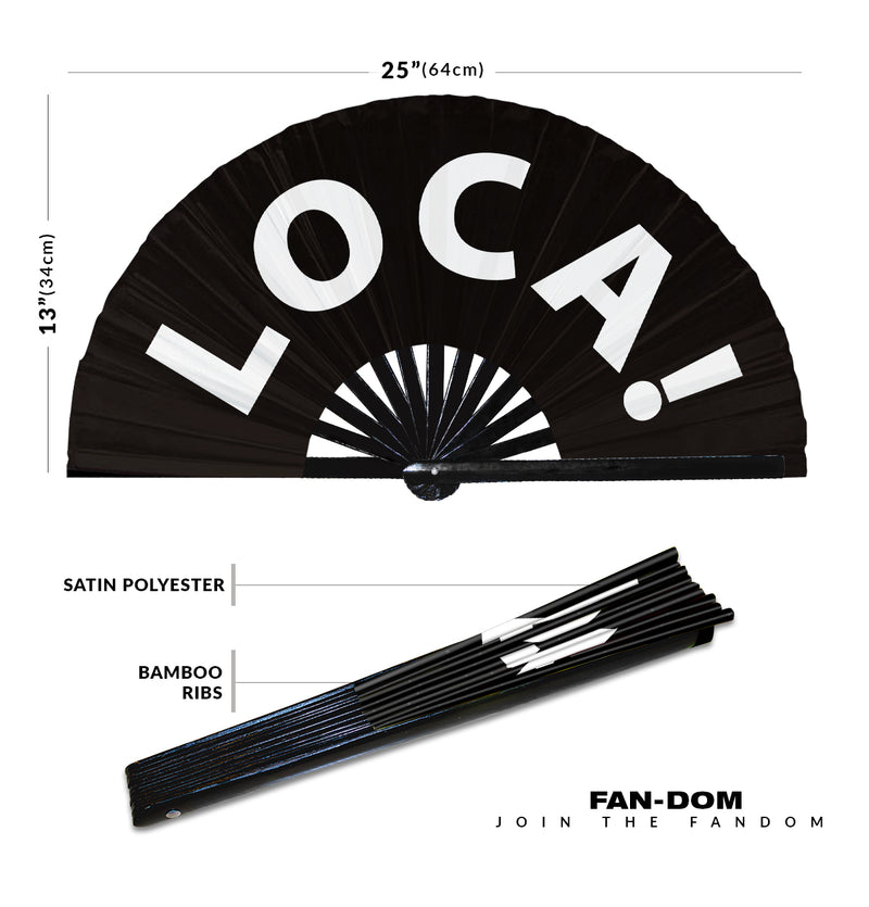 Loca! hand fan foldable bamboo circuit rave hand fans Pride Slang Words Fan outfit party gear gifts music festival rave accessories