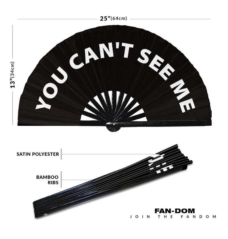 You Can't See Me hand fan foldable bamboo circuit rave hand fans