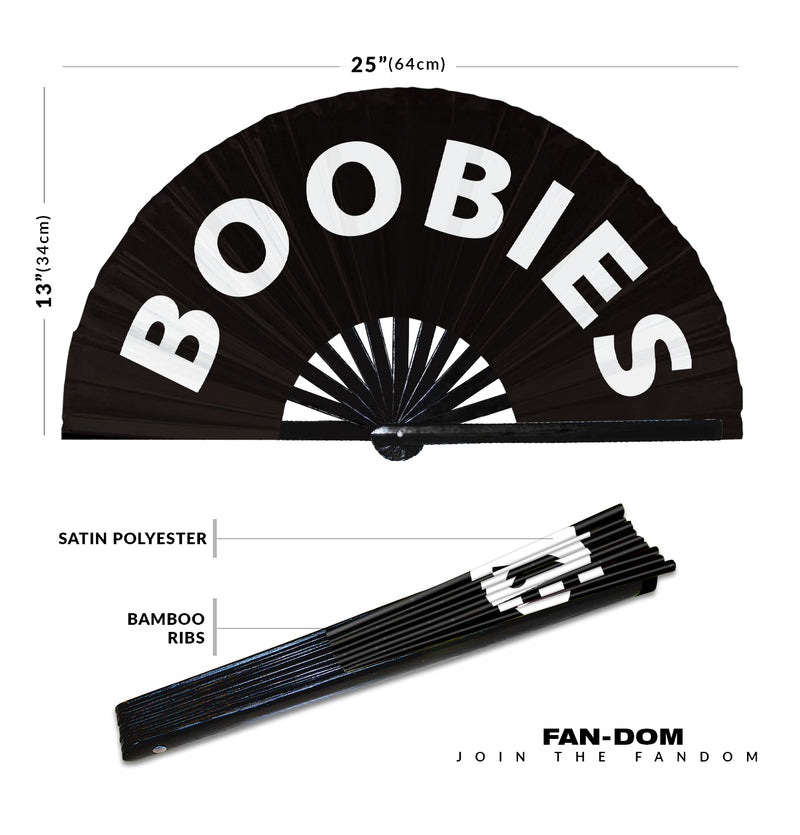 Boobies Hand Fan Foldable Bamboo Circuit Rave Hand Fans Slang Words Expressions Funny Statement Gag Gifts Festival Accessories