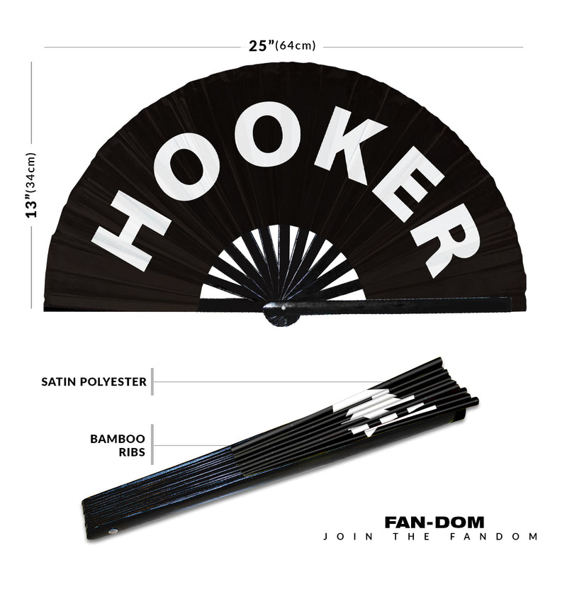 Hooker Hand Fan Foldable Bamboo Circuit Rave Hand Fans Slang Words Expressions Funny Statement Gag Gifts Festival Accessories