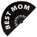 Best Mom Foldable Hand held UV Glow Fan Event Satin Bamboo Hand Fans for Wedding Bachelorette Party Ideas Bride Groom Gifts Accessory