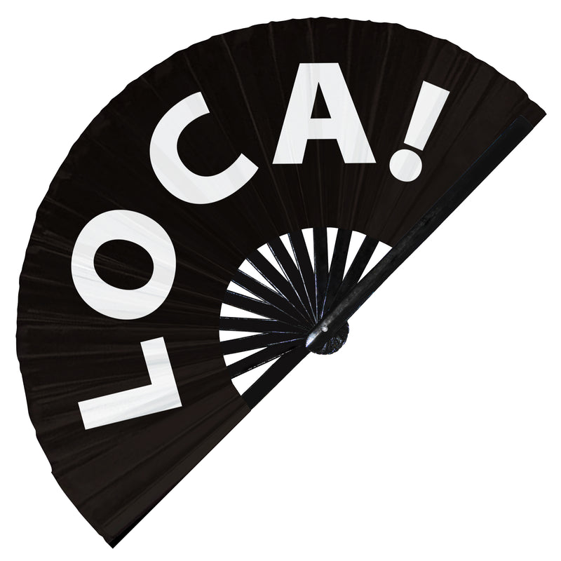 Loca! hand fan foldable bamboo circuit rave hand fans Pride Slang Words Fan outfit party gear gifts music festival rave accessories