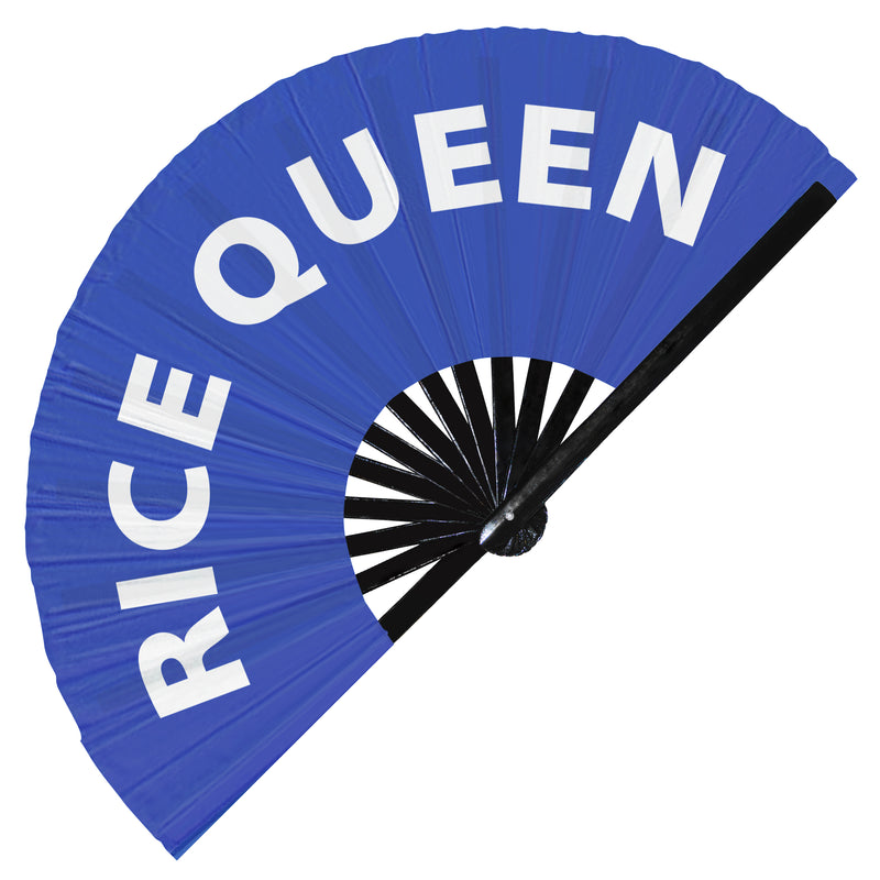 Rice Queen hand fan foldable bamboo circuit rave hand fans Pride Slang Words Fan outfit party gear gifts music festival rave accessories