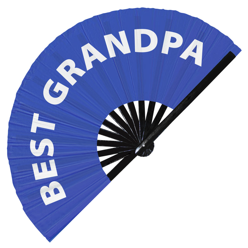 Best Grandpa Foldable Hand held UV Glow Fan Event Satin Bamboo Hand Fans for Wedding Bachelorette Party Ideas Bride Groom Gifts Accessory