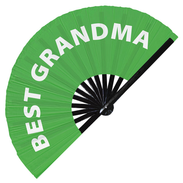 Best Grandma Fan foldable bamboo circuit rave hand fans funny gag slang words expressions statement outfit party supply gear gifts music festival event rave accessories essential for men and women wear