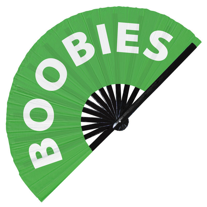Boobies Hand Fan Foldable Bamboo Circuit Rave Hand Fans Slang Words Expressions Funny Statement Gag Gifts Festival Accessories