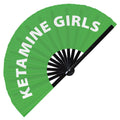 Ketamine Girls hand fan foldable bamboo circuit rave hand fans Pride Slang Words Fan outfit party gear gifts music festival rave accessories