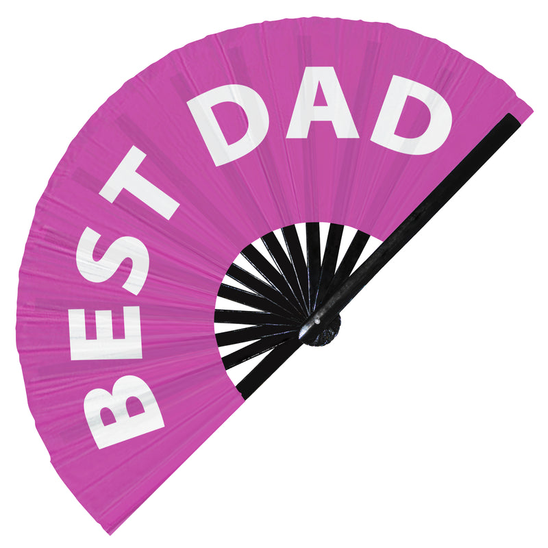 Best Dad Foldable Hand held UV Glow Fan Event Satin Bamboo Hand Fans for Wedding Bachelorette Party Ideas Bride Groom Gifts Accessory