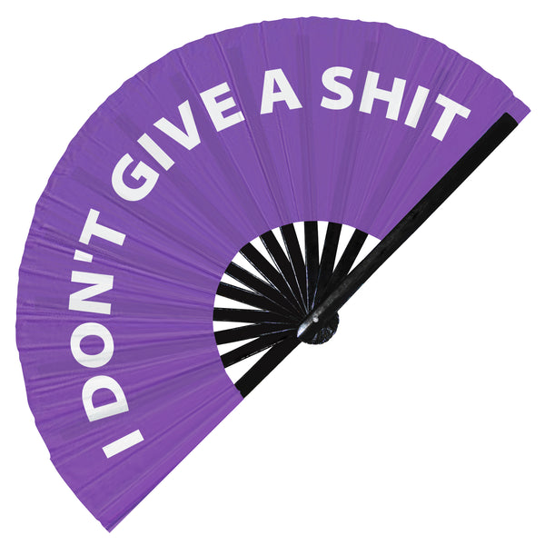 I Don't Give A Shit Fan foldable bamboo circuit rave hand fans funny gag slang words expressions statement outfit party supply gear gifts music festival event rave accessories essential for men and women wear