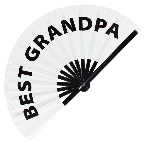 Best Grandpa Fan foldable bamboo circuit rave hand fans funny gag slang words expressions statement outfit party supply gear gifts music festival event rave accessories essential for men and women wear