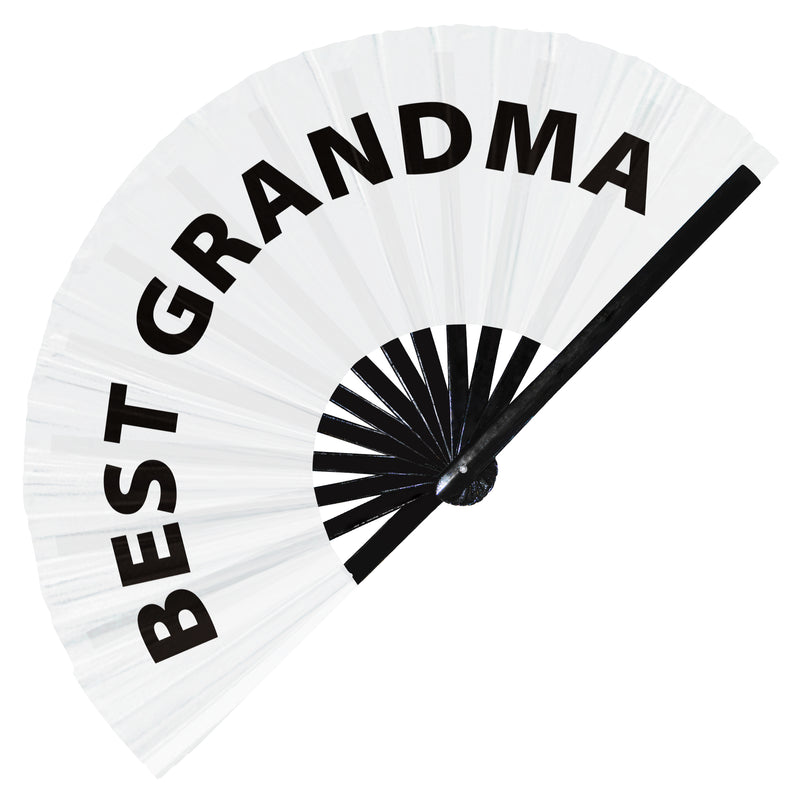 Best Grandma Foldable Hand held UV Glow Fan Event Satin Bamboo Hand Fans for Wedding Bachelorette Party Ideas Bride Groom Gifts Accessory