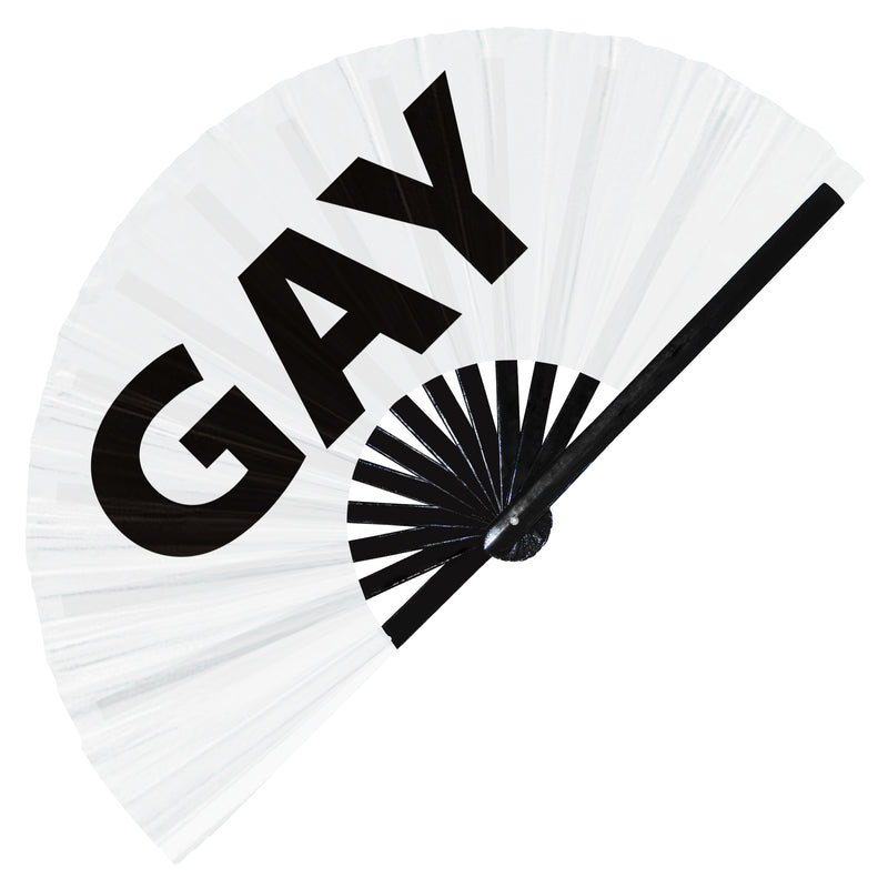 Gay hand fan foldable bamboo circuit rave hand fans Pride Slang Words Fan outfit party gear gifts music festival rave accessories