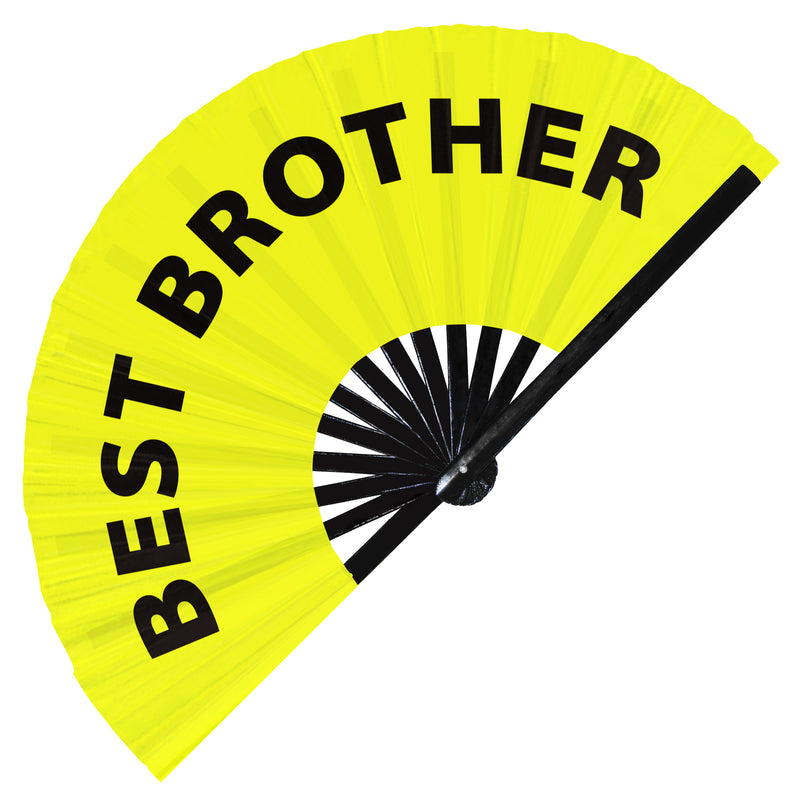 Best Brother Foldable Hand held UV Glow Fan Event Satin Bamboo Hand Fans for Wedding Bachelorette Party Ideas Bride Groom Gifts Accessory