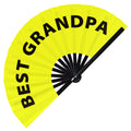 Best Grandpa Foldable Hand held UV Glow Fan Event Satin Bamboo Hand Fans for Wedding Bachelorette Party Ideas Bride Groom Gifts Accessory