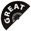 Great Hand Fan foldable bamboo circuit rave hand fans funny gag slang words expressions statement outfit party supply gear gifts music festival event rave accessories essential for men and women wear