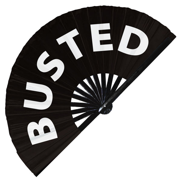 Busted fan foldable bamboo circuit rave hand fans funny gag slang words expressions statement outfit party supply gear gifts music festival event rave accessories essential for men and women wear